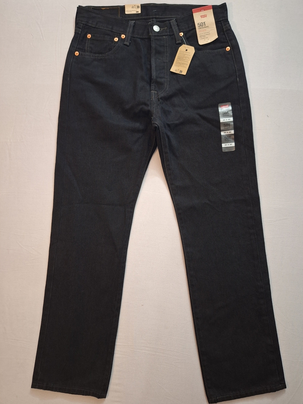 Levi's 501 Original Fit Jeans Fit Straight Leg Jeans Black Waist 30 x 30 NWT